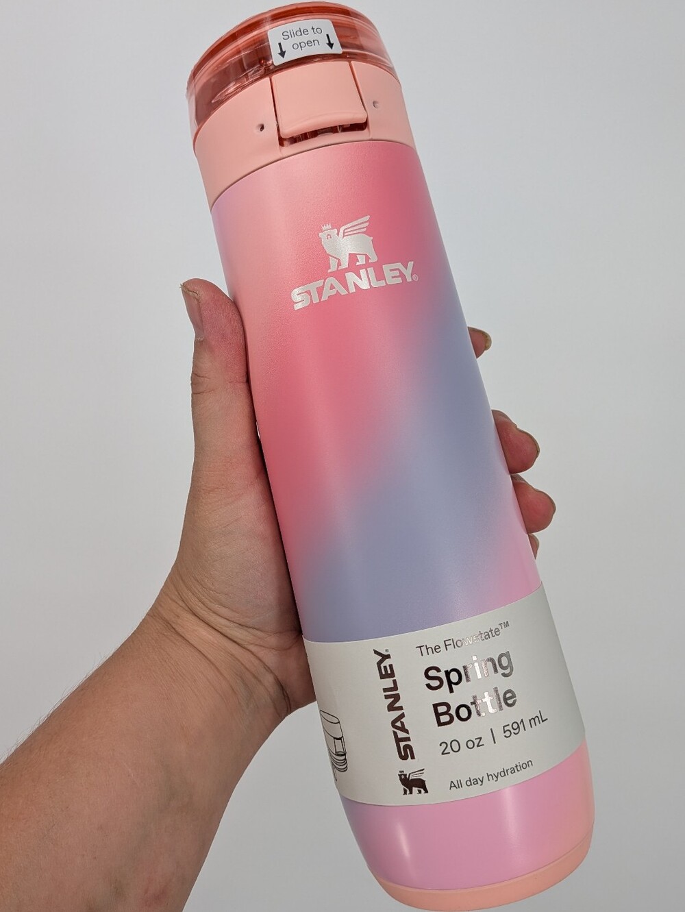 new Stanley water bottle Flowstate Spring Bottle 20 OZ leakproof Sunset Spiral